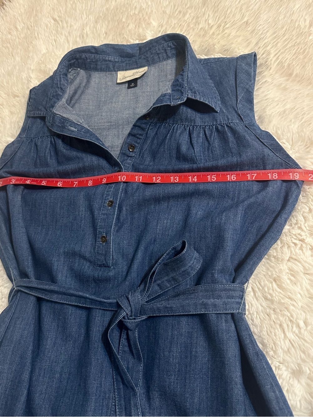 Universal Thread Chambray Denim Shirt Dress Belted Sleeveless M - Picture 9 of 15